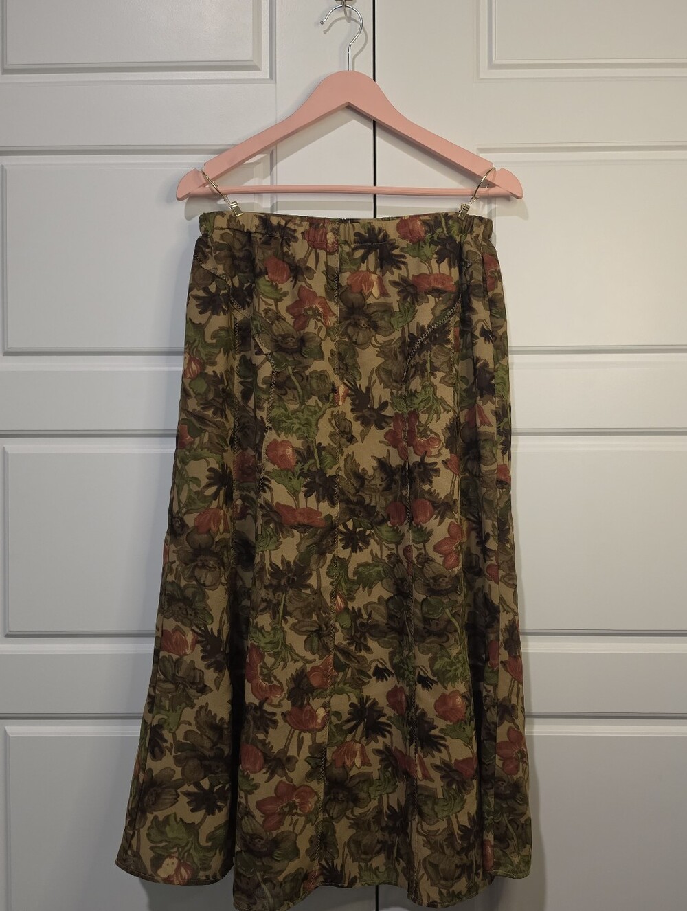 Vintage 90s Floral Midi Skirt Y2K Style size Small Womens